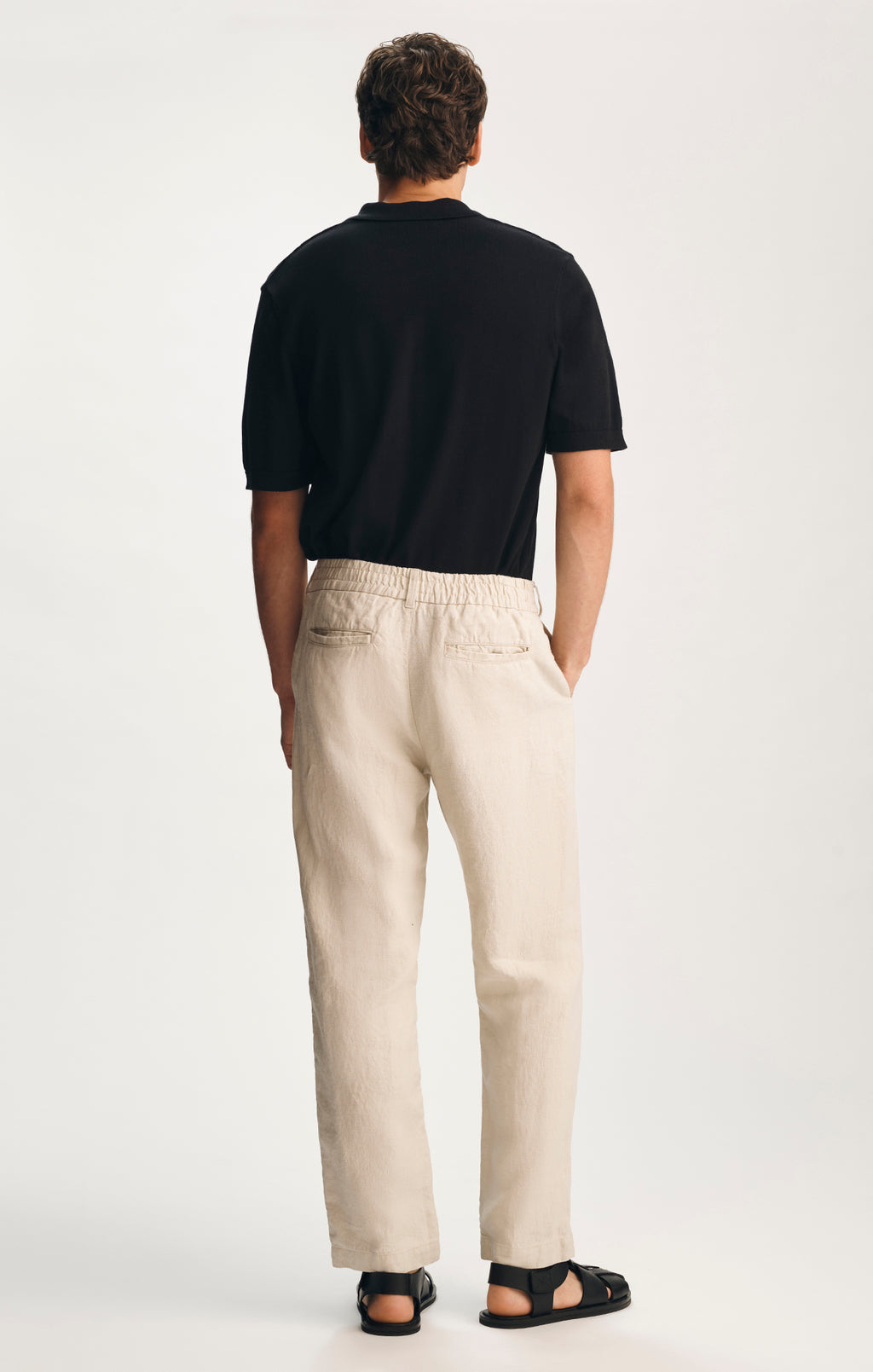 LINEN DRAWSTRING STRAIGHT LEG PANTS IN MOONSTRUCK - Mavi Jeans