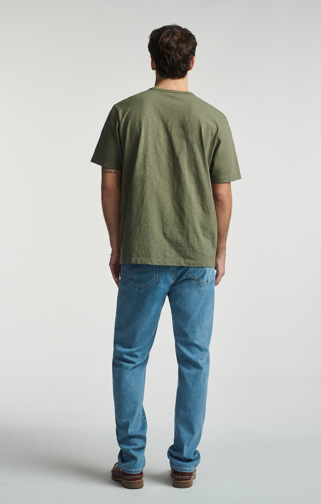 SLUB SHORT SLEEVE T-SHIRT IN DUSTY OLIVE - Mavi Jeans