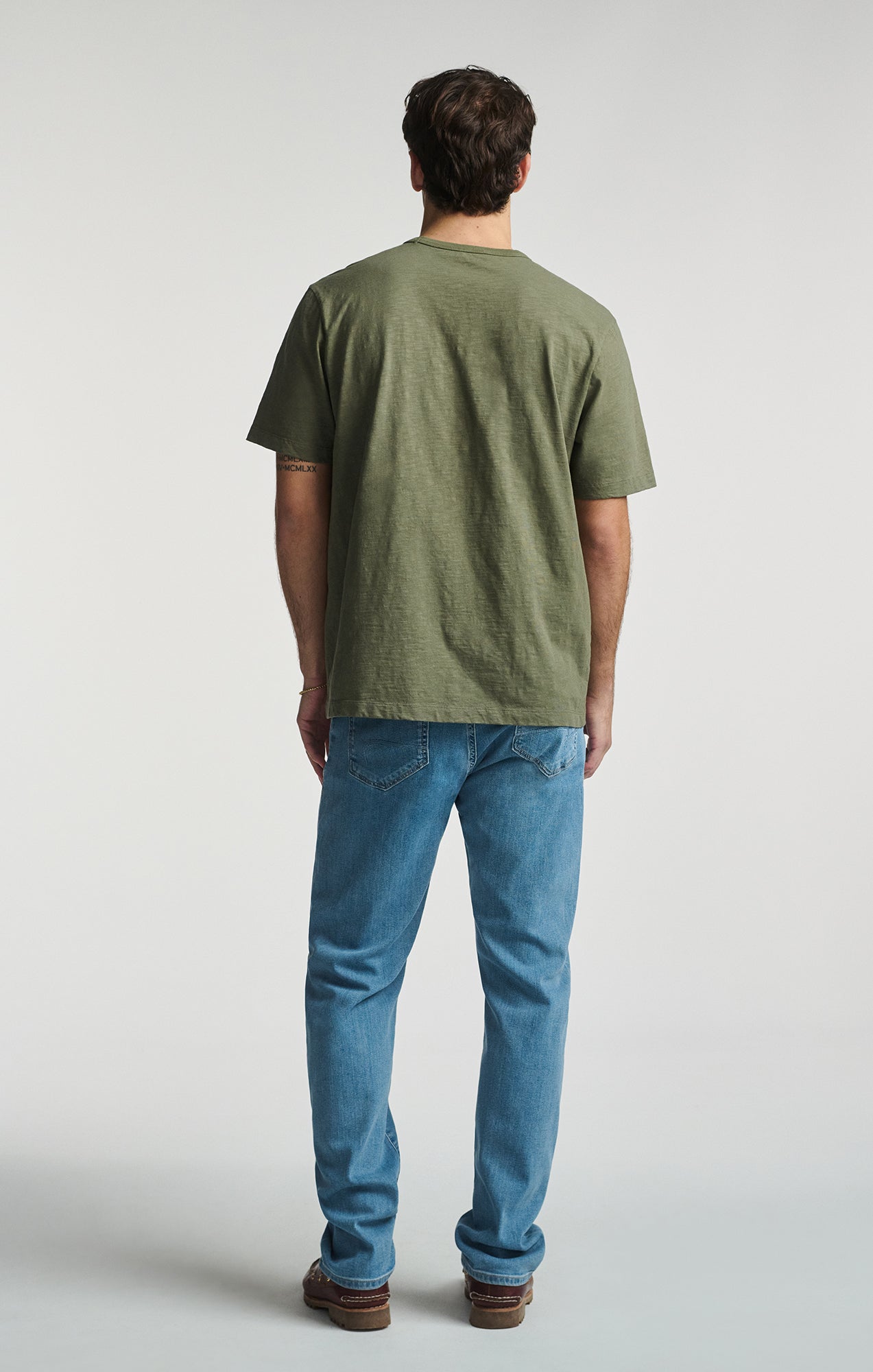 SLUB SHORT SLEEVE T-SHIRT IN DUSTY OLIVE - Mavi Jeans