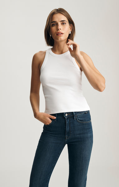 Mavi Women's Stella Ribbed High Neck Tank Top In White – Mavi Jeans