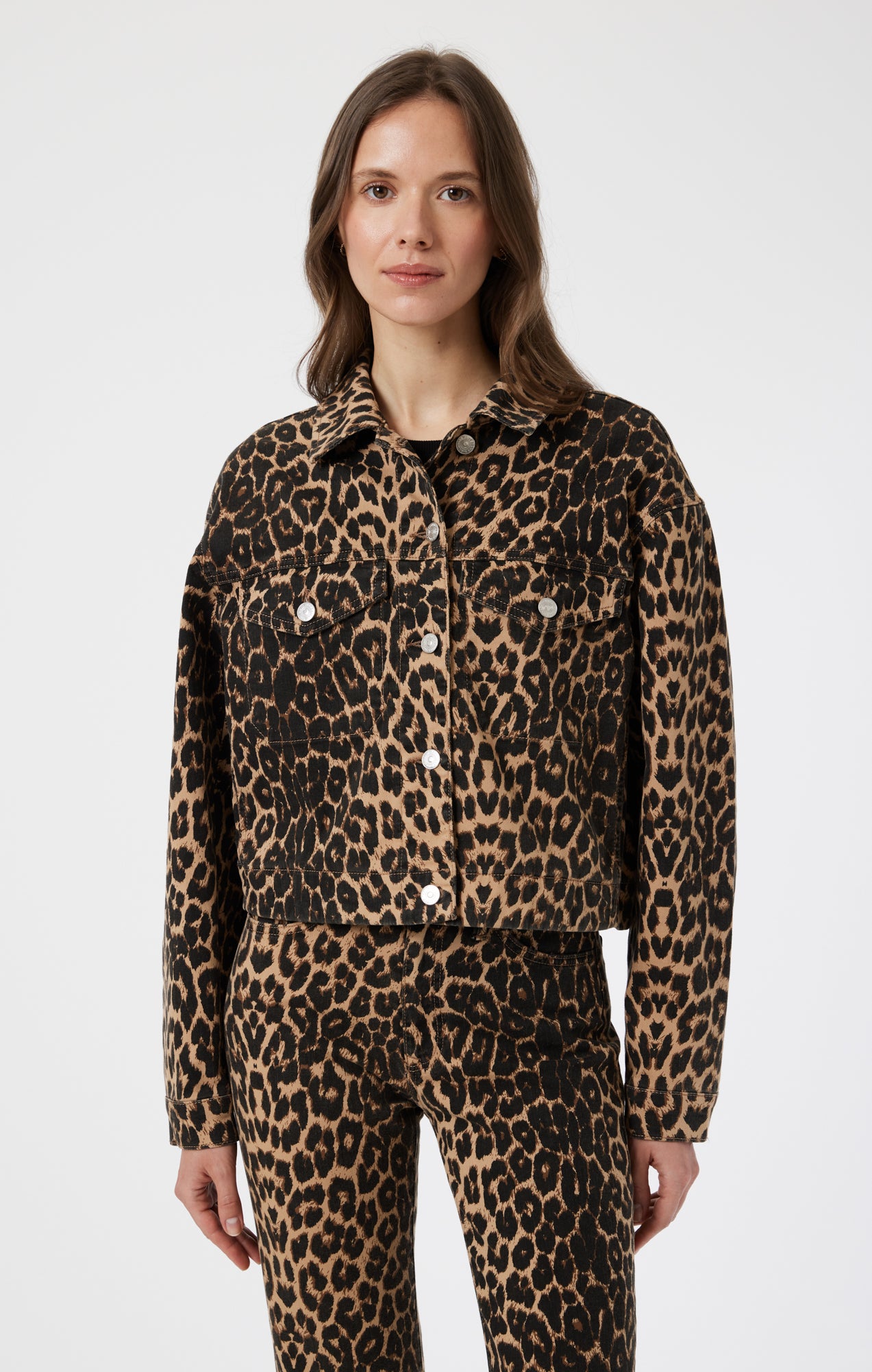 MAREN CROP JACKET IN LEOPARD DENIM - Mavi Jeans