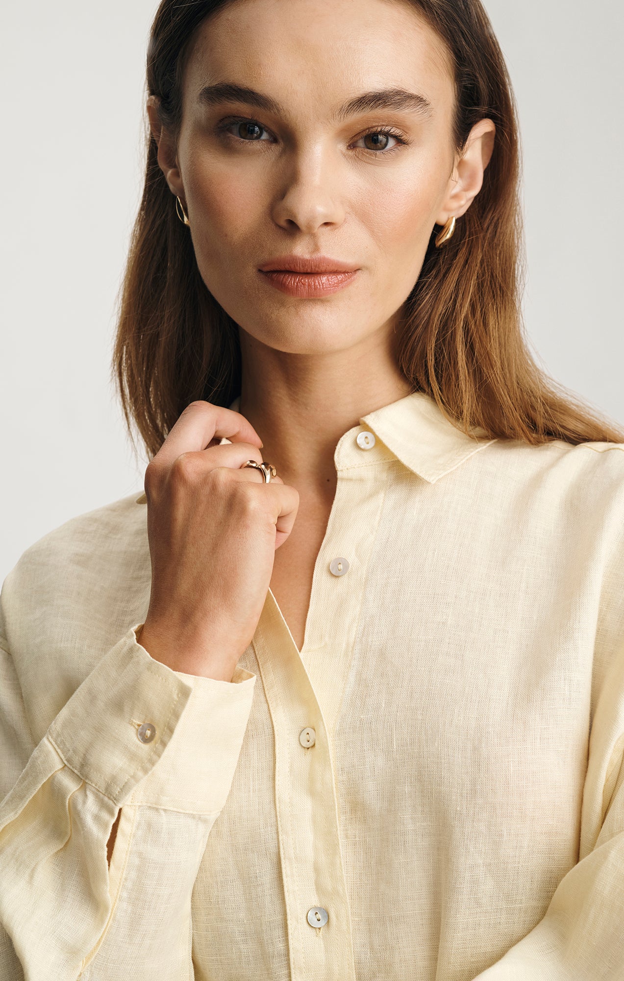 LINEN BUTTON-UP SHIRT IN FLAN - Mavi Jeans