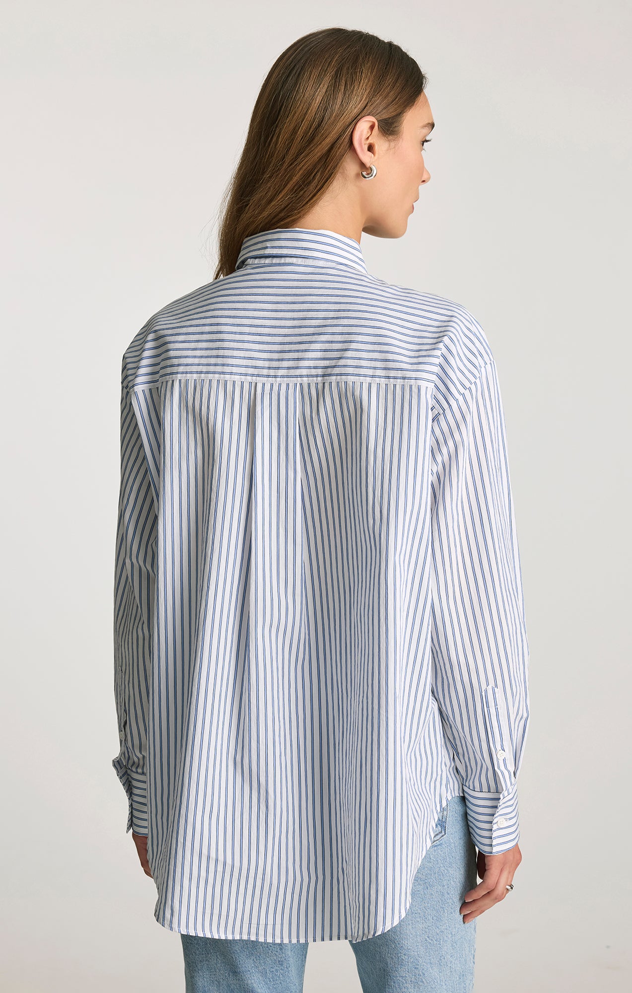 OVERSIZED BUTTON-UP SHIRT IN BLUE STRIPED - Mavi Jeans