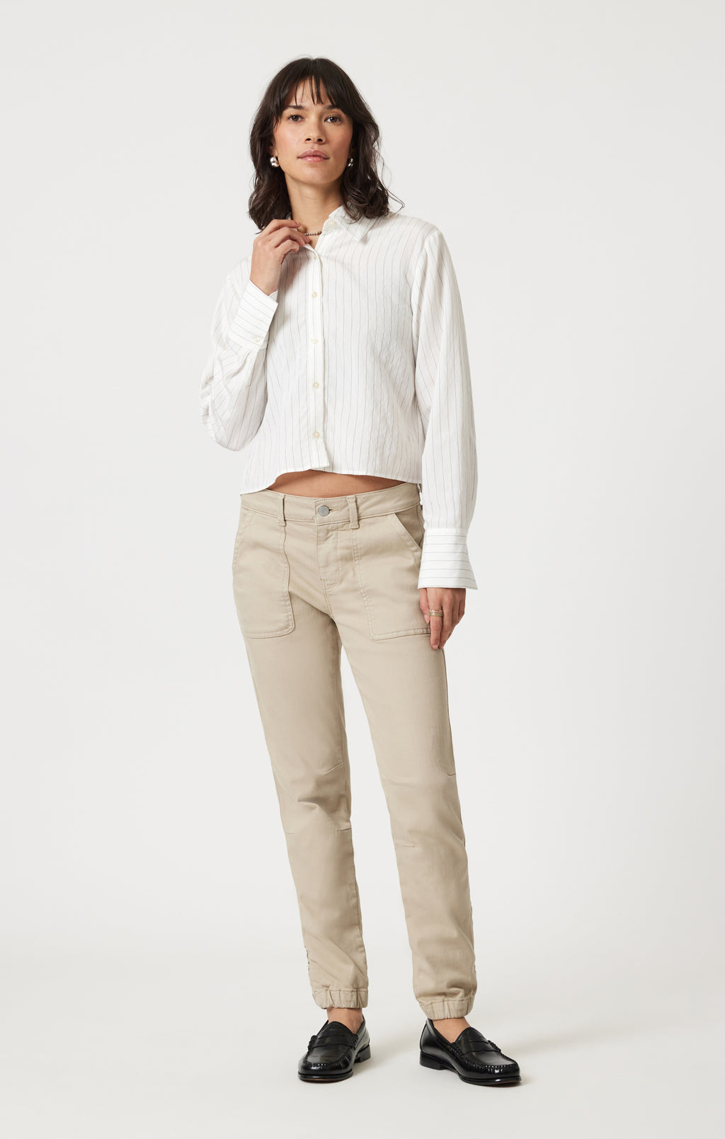 LONG SLEEVE BUTTON-UP SHIRT IN BLACK PIN STRIPE - Mavi Jeans