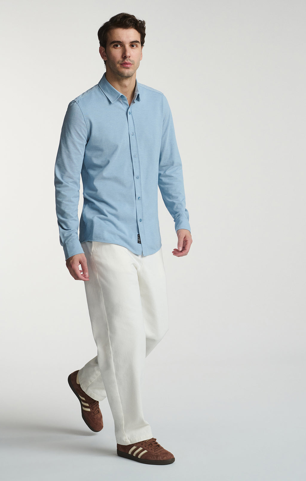 LONG SLEEVE BUTTON-UP SHIRT IN BLUE SHADOW - Mavi Jeans