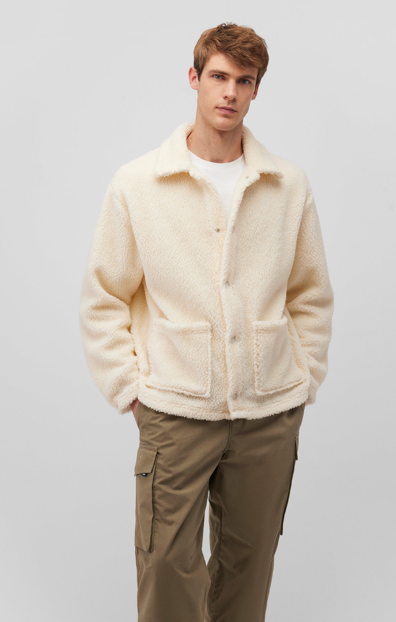 SHERPA BUTTON-UP JACKET IN ANTIQUE WHITE - Mavi Jeans