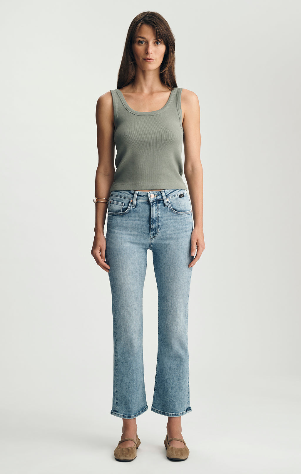ANIKA CROPPED FLARE IN LIGHT BRUSHED FLEX BLUE - Mavi Jeans