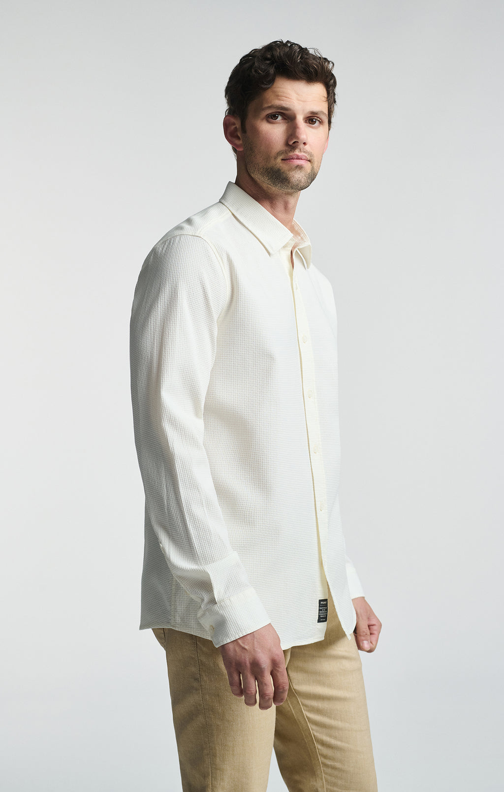 LONG SLEEVE BUTTON-UP SHIRT IN ANTIQUE WHITE - Mavi Jeans