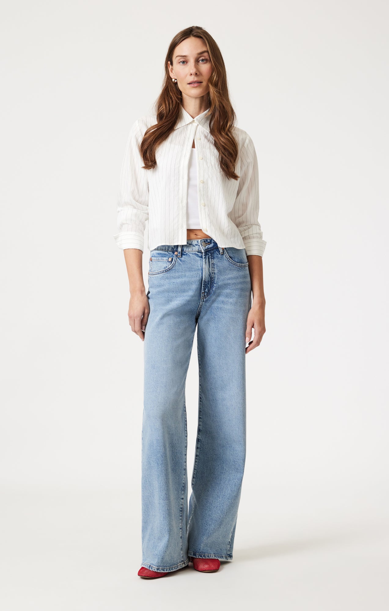 [LOW CLASSIC] / ☆ 25SS WIDE-LEG JEANS / LIGHT BLUE Women's Straight Wide Leg Jeans Casual Baggy Boyfriend Style