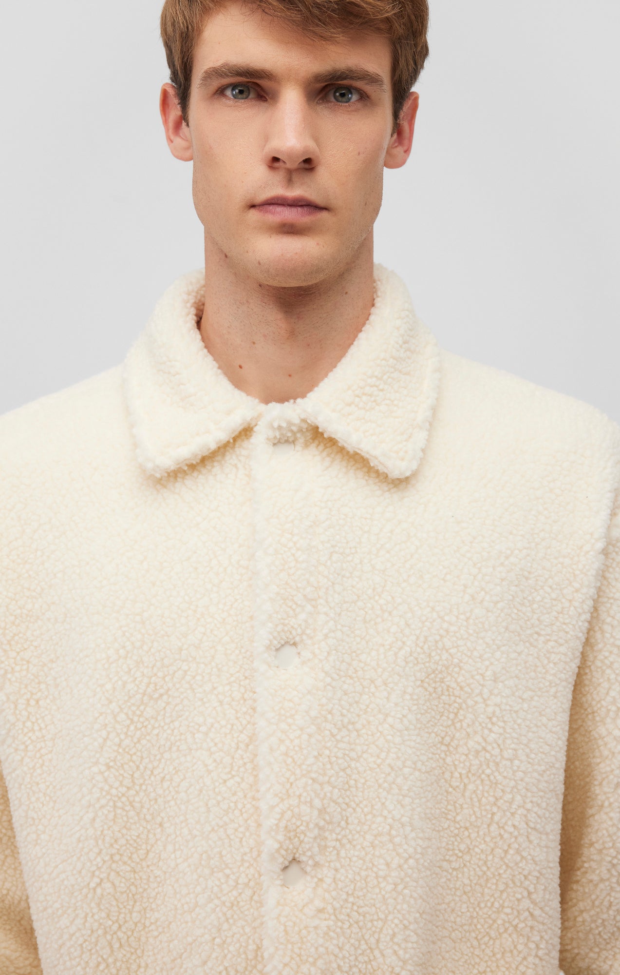 SHERPA BUTTON-UP JACKET IN ANTIQUE WHITE - Mavi Jeans