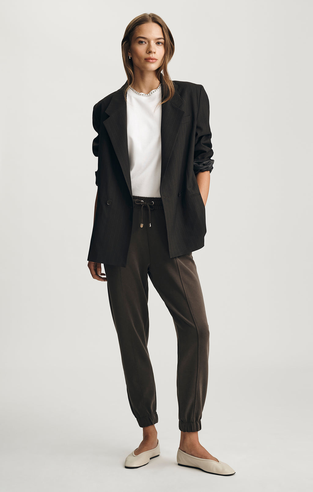 DOUBLE BREASTED BLAZER IN BROWN STRIPED - Mavi Jeans