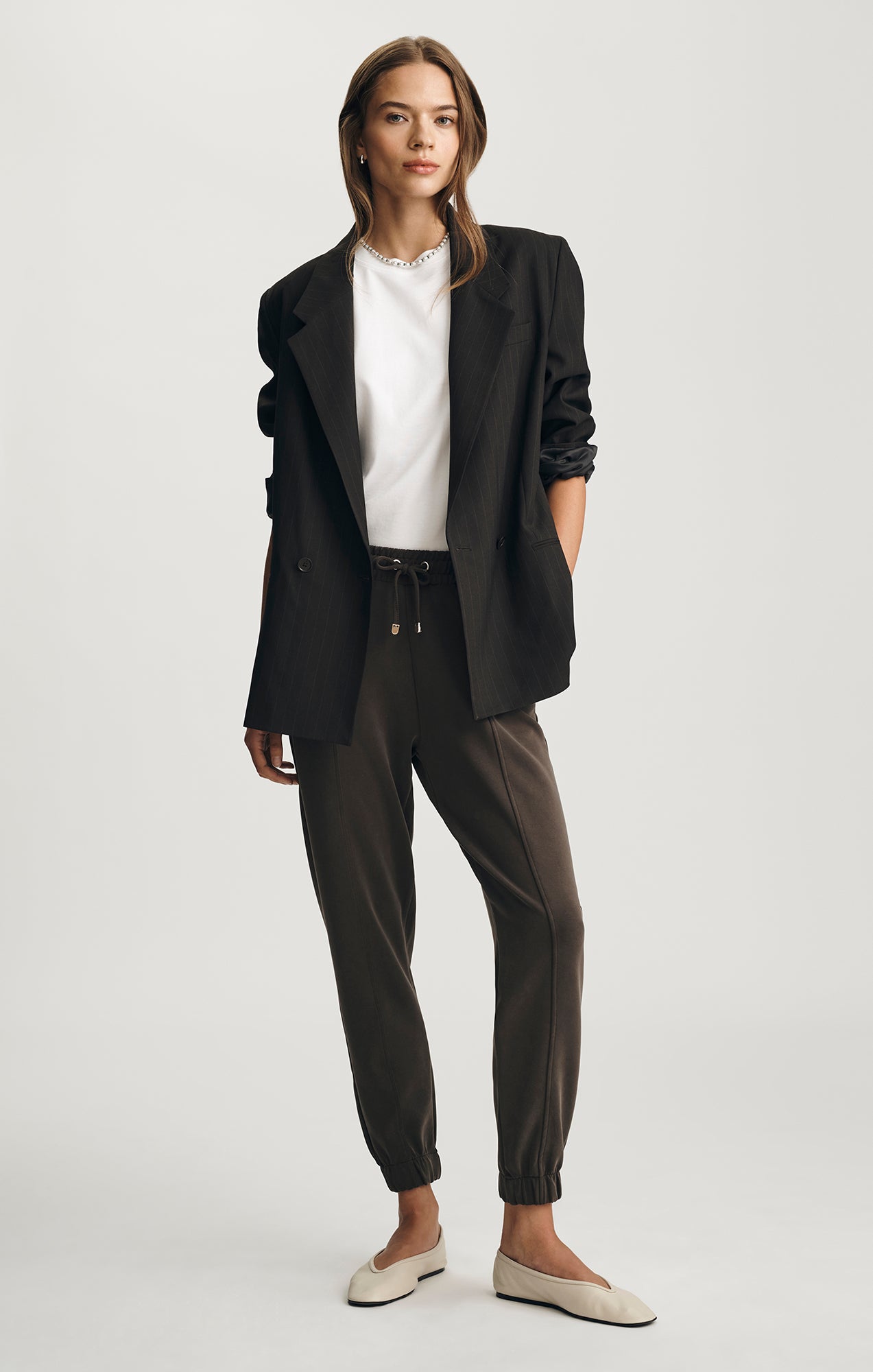 DOUBLE BREASTED BLAZER IN BROWN STRIPED - Mavi Jeans