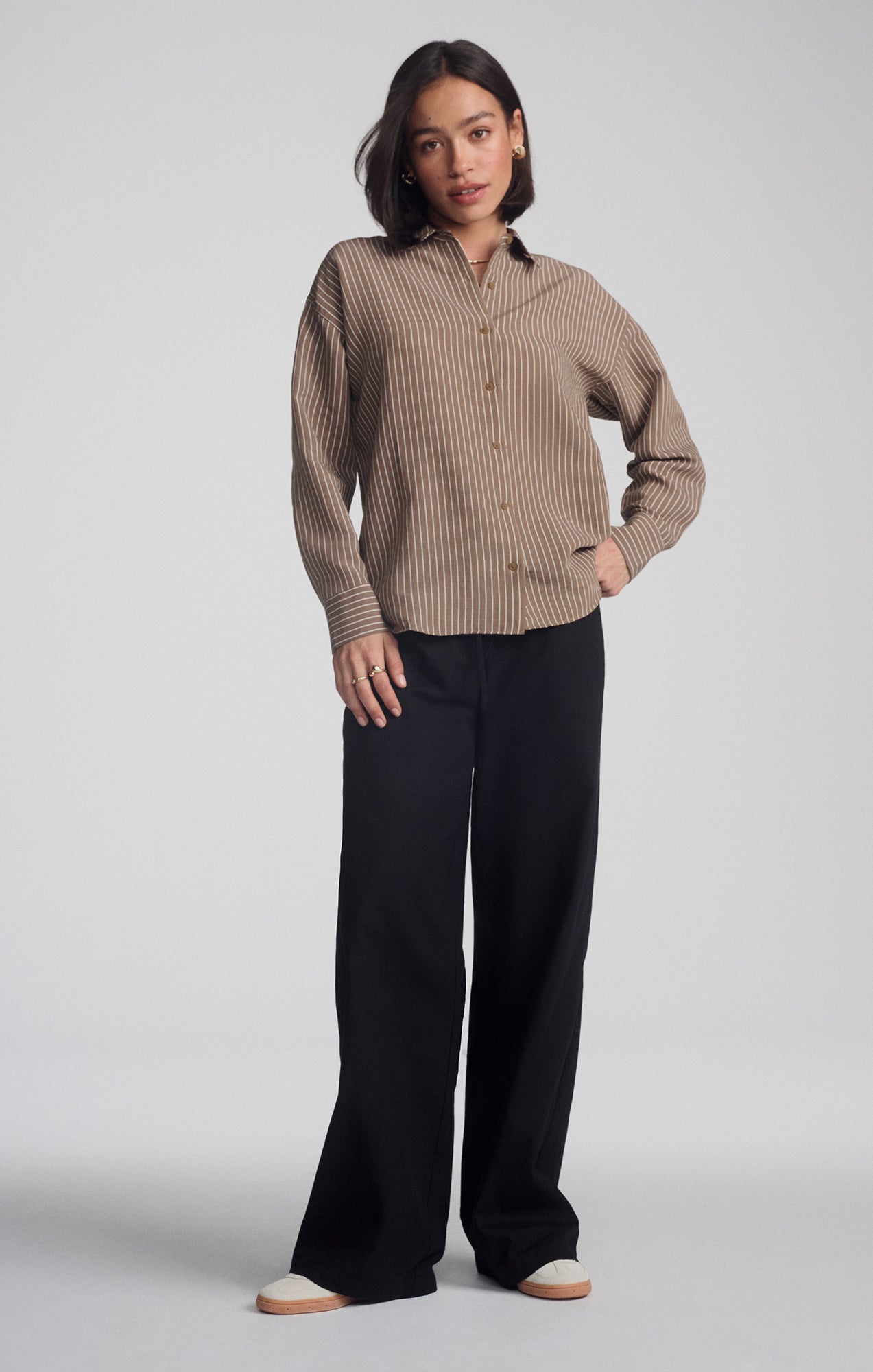 LUXE TOUCH TENCEL™ BUTTON-UP STRIPED SHIRT IN CUB STRIPE - Mavi Jeans