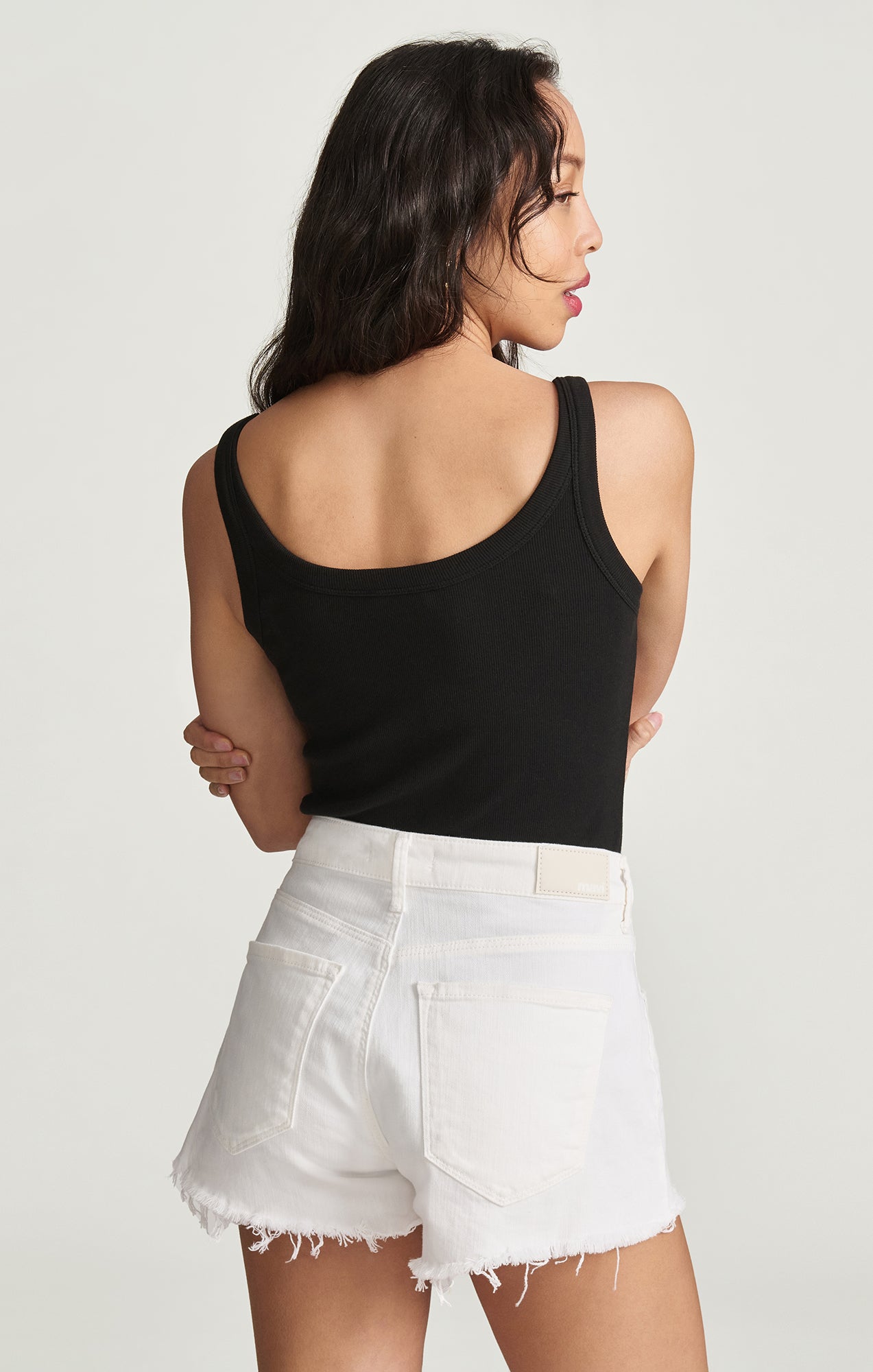 ROSIE BOYFRIEND SHORT IN WHITE RIPPED STRETCH - Mavi Jeans