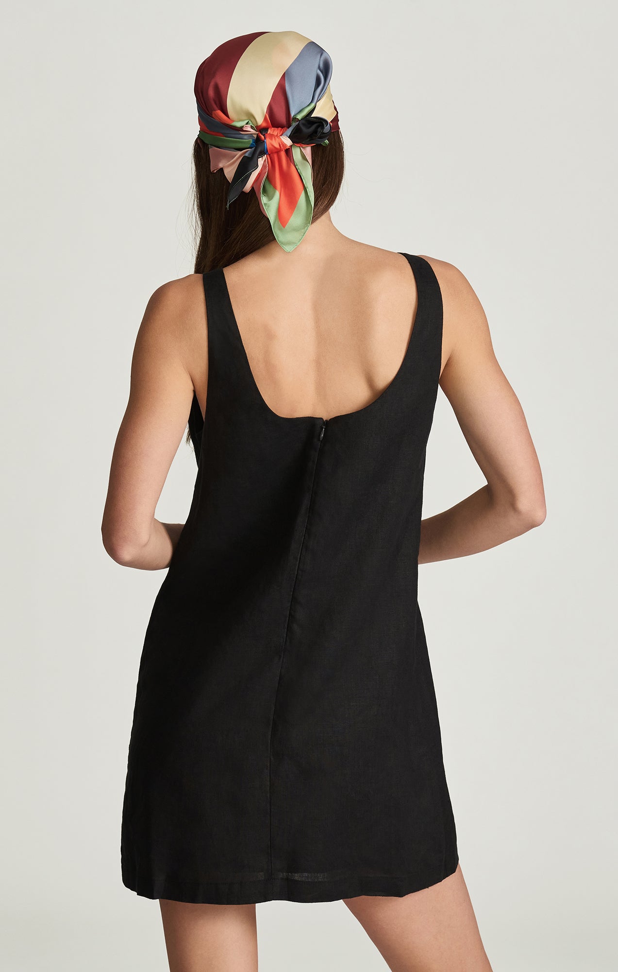 boat neck mini dress Mavi Women's Linen Boat Neck Mini Dress In Black