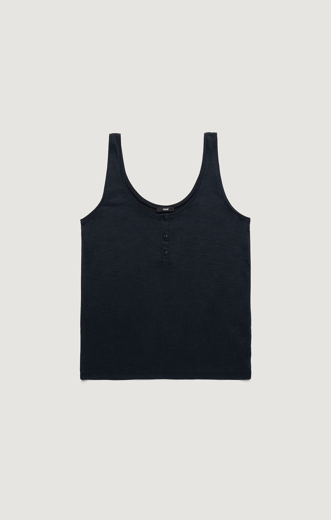 LUXE TOUCH TENCEL™ HENLEY TANK TOP IN BLACK