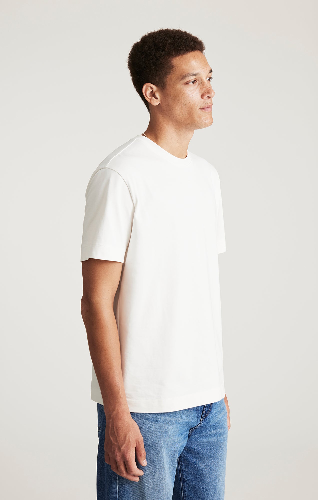 SHORT SLEEVE CREW NECK T-SHIRT IN ANTIQUE WHITE - Mavi Jeans
