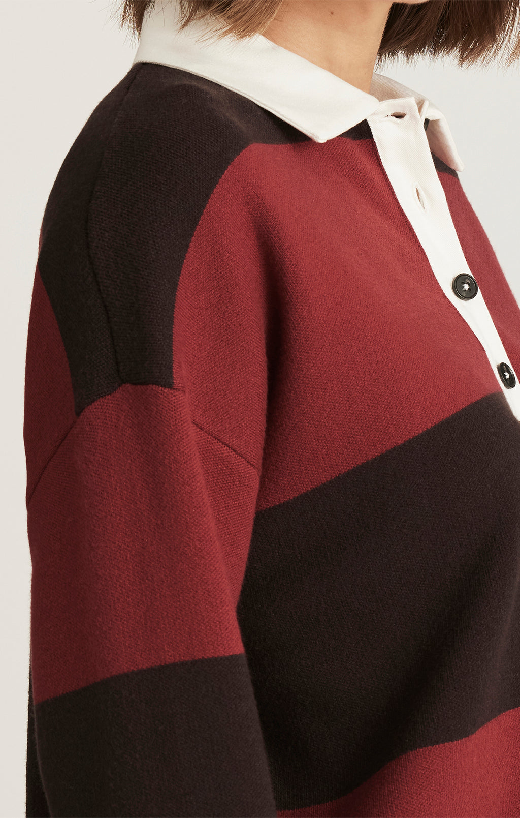RUGBY POLO SWEATER IN MERLOT STRIPE - Mavi Jeans