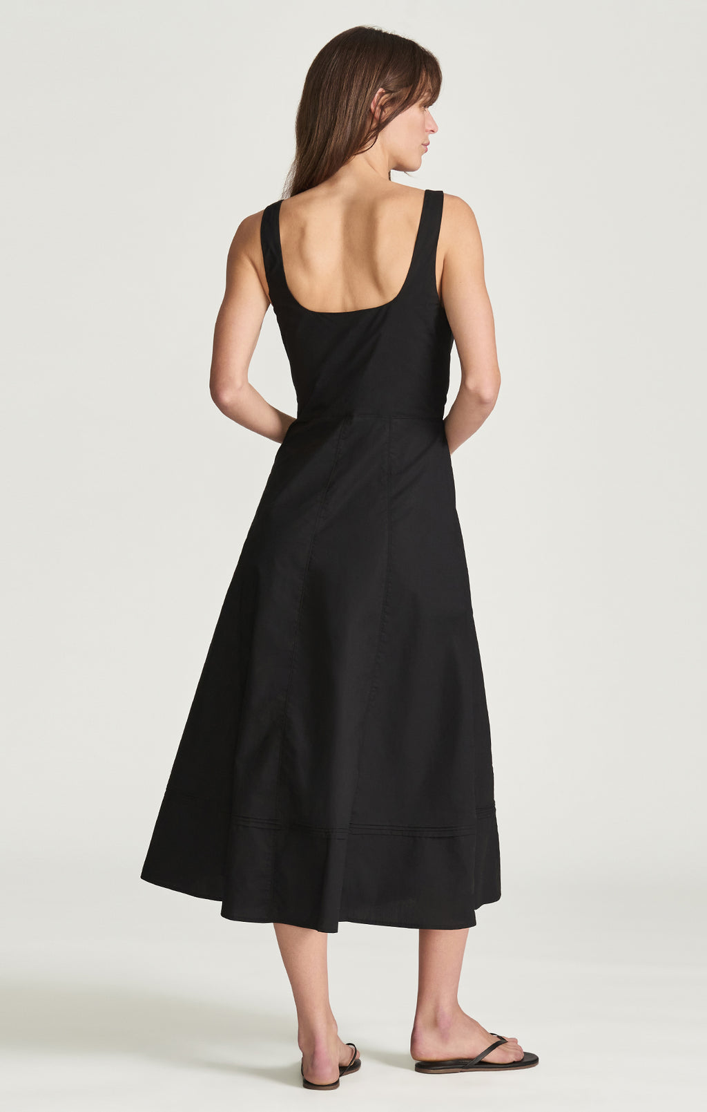 SQUARE NECK SEAMED MAXI DRESS IN BLACK - Mavi Jeans
