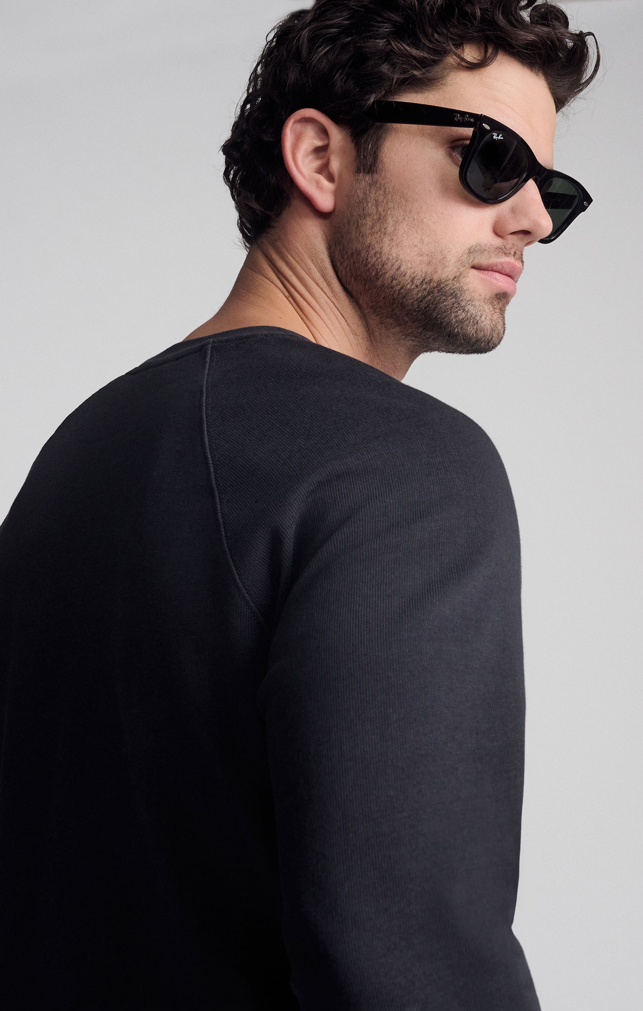 JERSEY LONG SLEEVE T-SHIRT IN PIRATE BLACK - Mavi Jeans