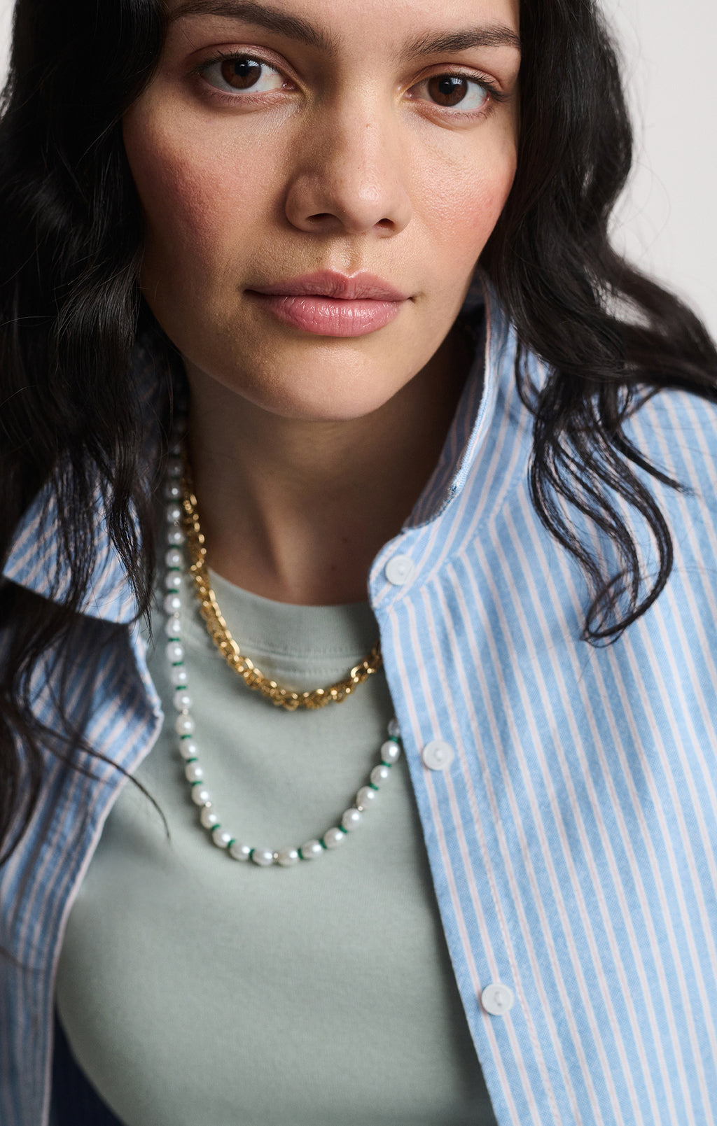 LONG SLEEVE BUTTON-UP SHIRT IN OXFORD BLUE STRIPED - Mavi Jeans