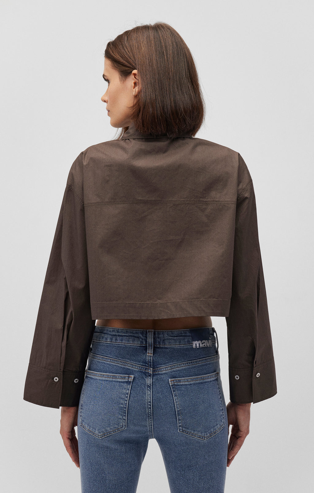 BELL SLEEVE CROPPED SHIRT IN FOREST NIGHT - Mavi Jeans