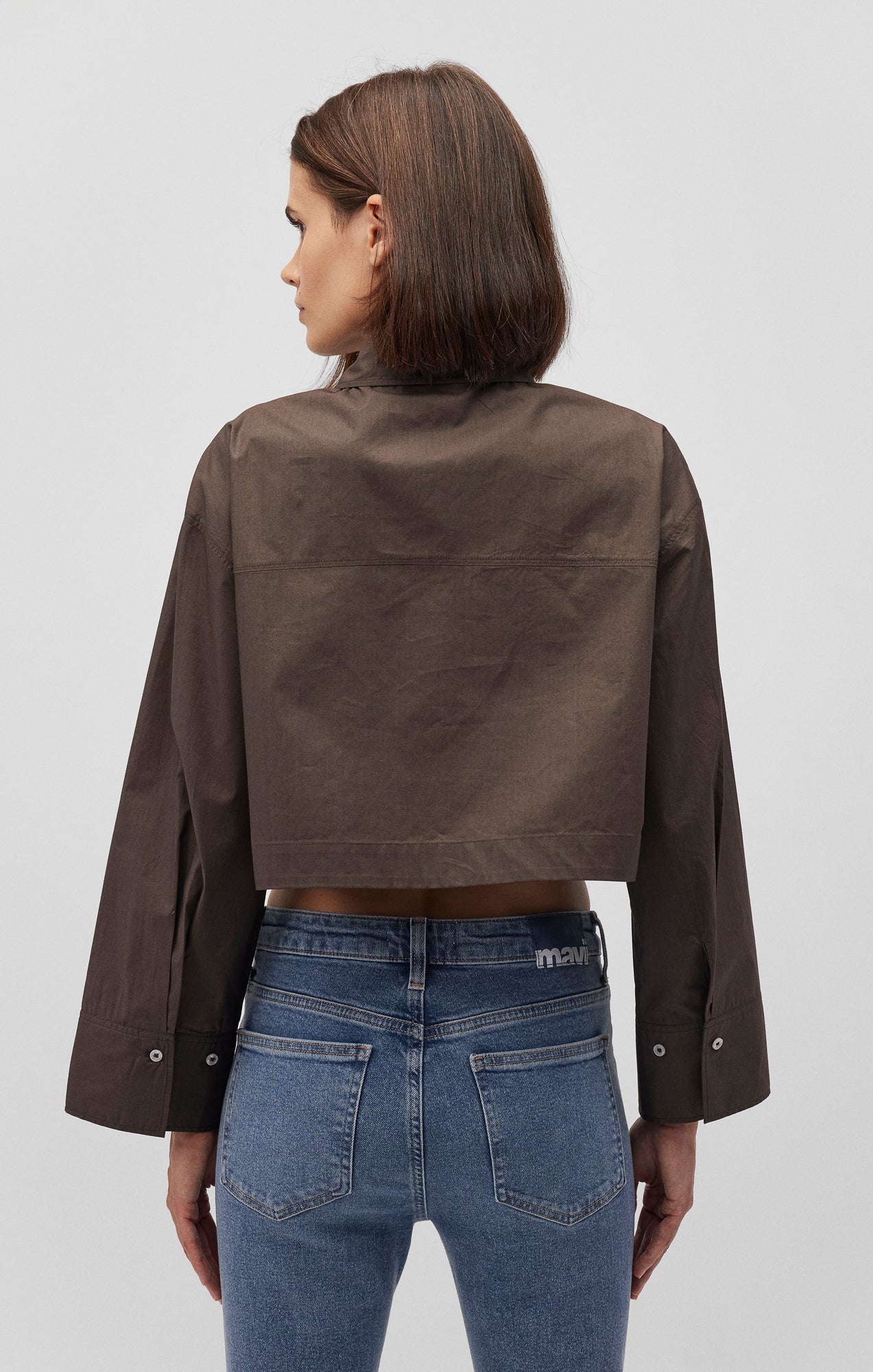 BELL SLEEVE CROPPED SHIRT IN FOREST NIGHT - Mavi Jeans