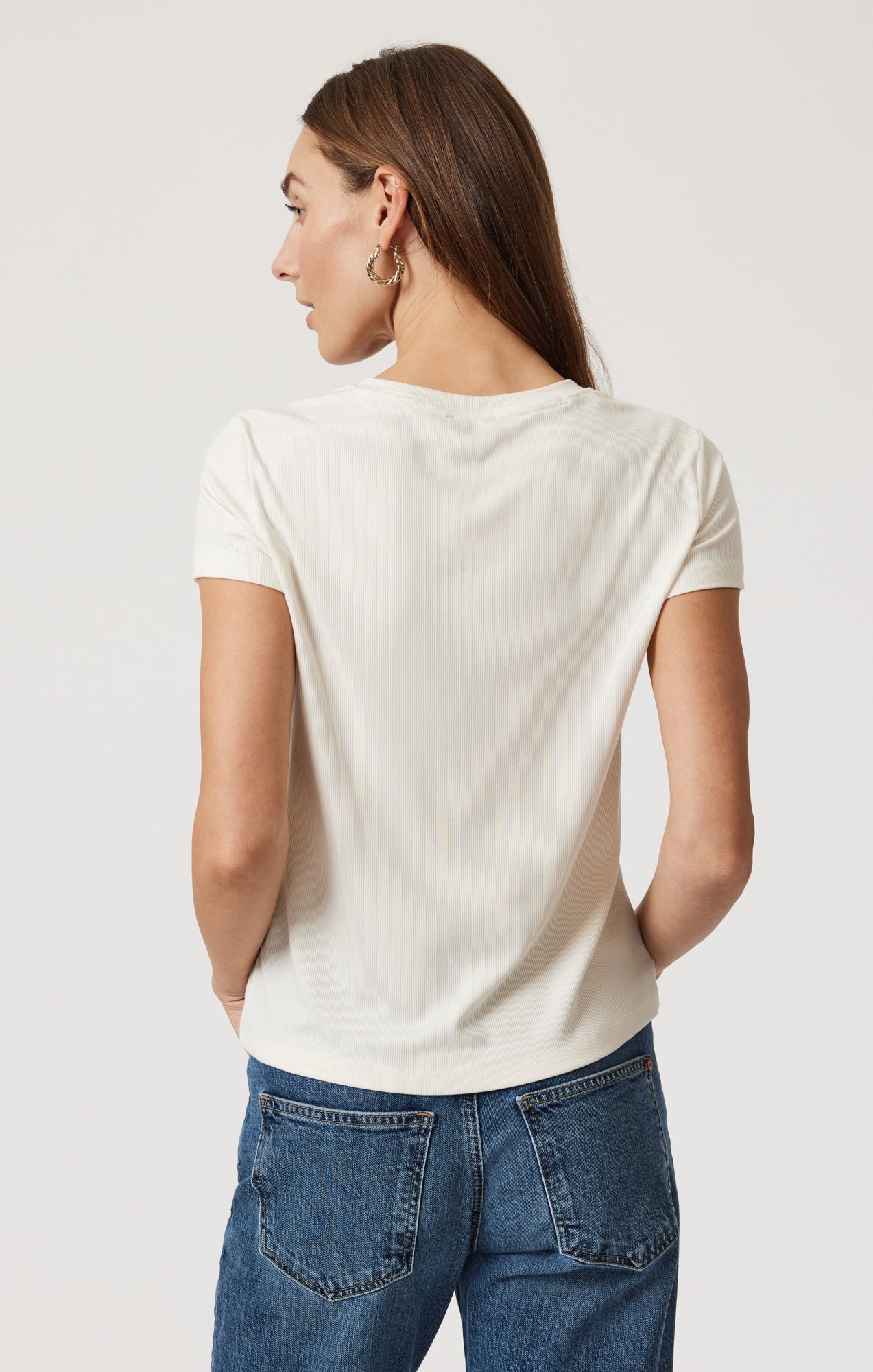 LUXE TOUCH TENCEL™ RIBBED T-SHIRT IN COCONUT MILK - Mavi Jeans