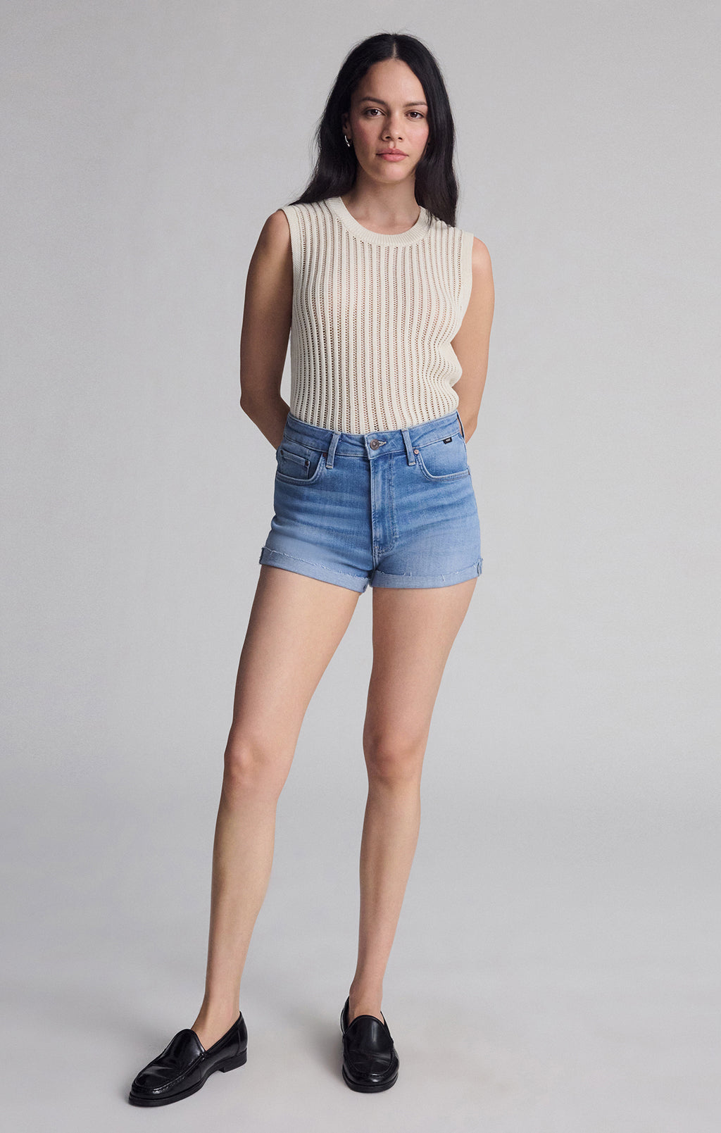 VIVIA CUFFED SHORTS IN LIGHT FLEX BLUE - Mavi Jeans