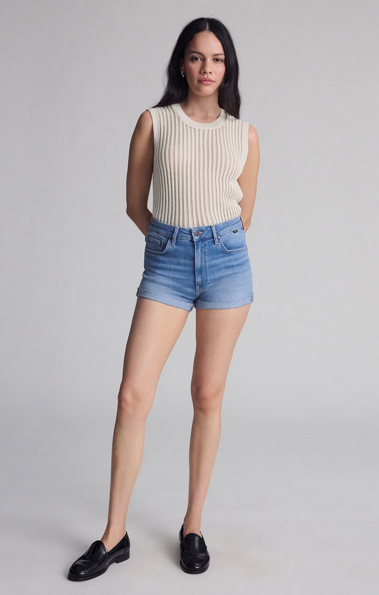 VIVIA CUFFED SHORTS IN LIGHT FLEX BLUE - Mavi Jeans
