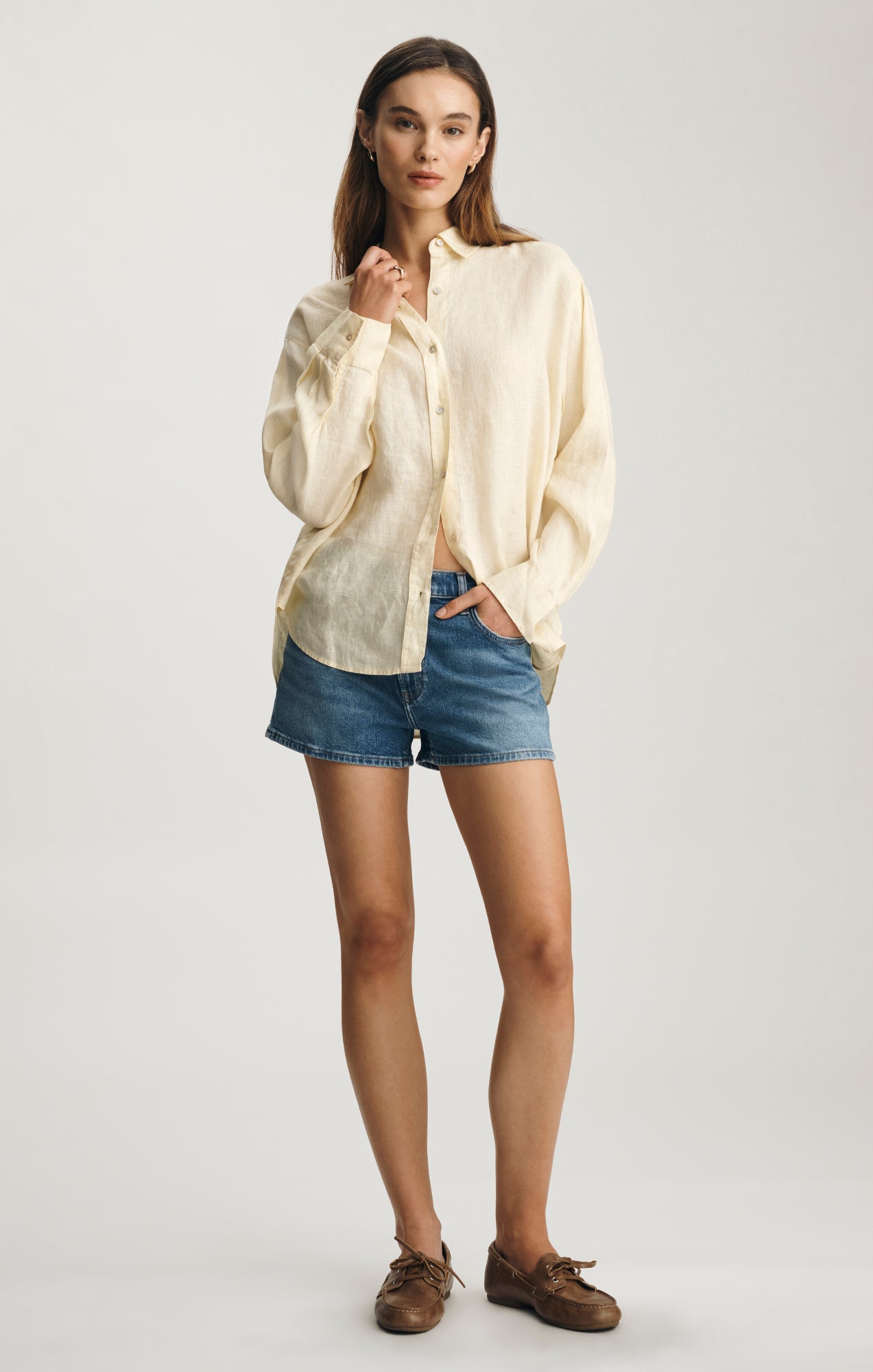 LINEN BUTTON-UP SHIRT IN FLAN - Mavi Jeans