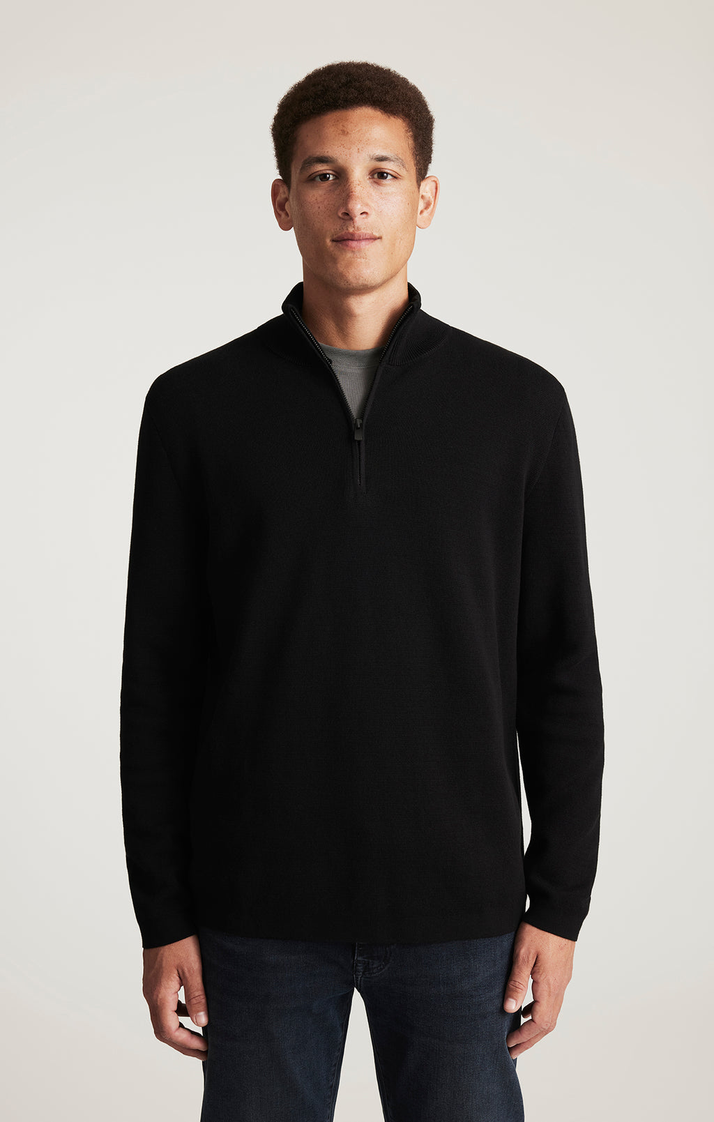 HALF ZIP SWEATER IN BLACK - Mavi Jeans