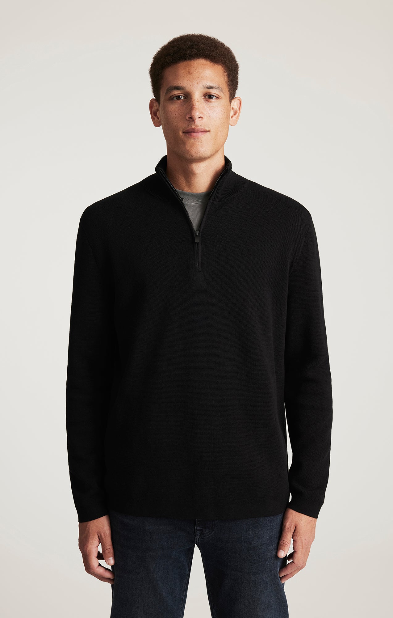 HALF ZIP SWEATER IN BLACK - Mavi Jeans