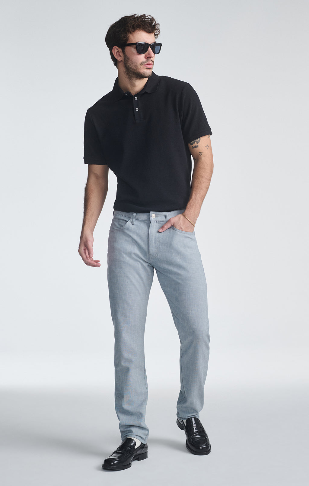 MARCUS SLIM STRAIGHT LEG IN BLUE CROSS HATCH TWILL - Mavi Jeans