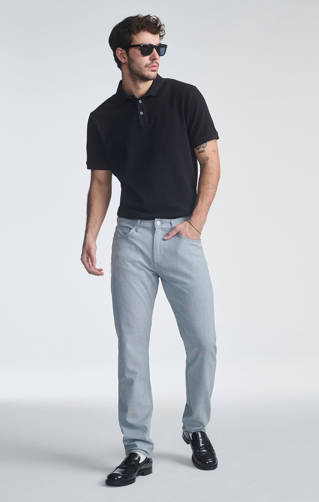 MARCUS SLIM STRAIGHT LEG IN BLUE CROSS HATCH TWILL - Mavi Jeans