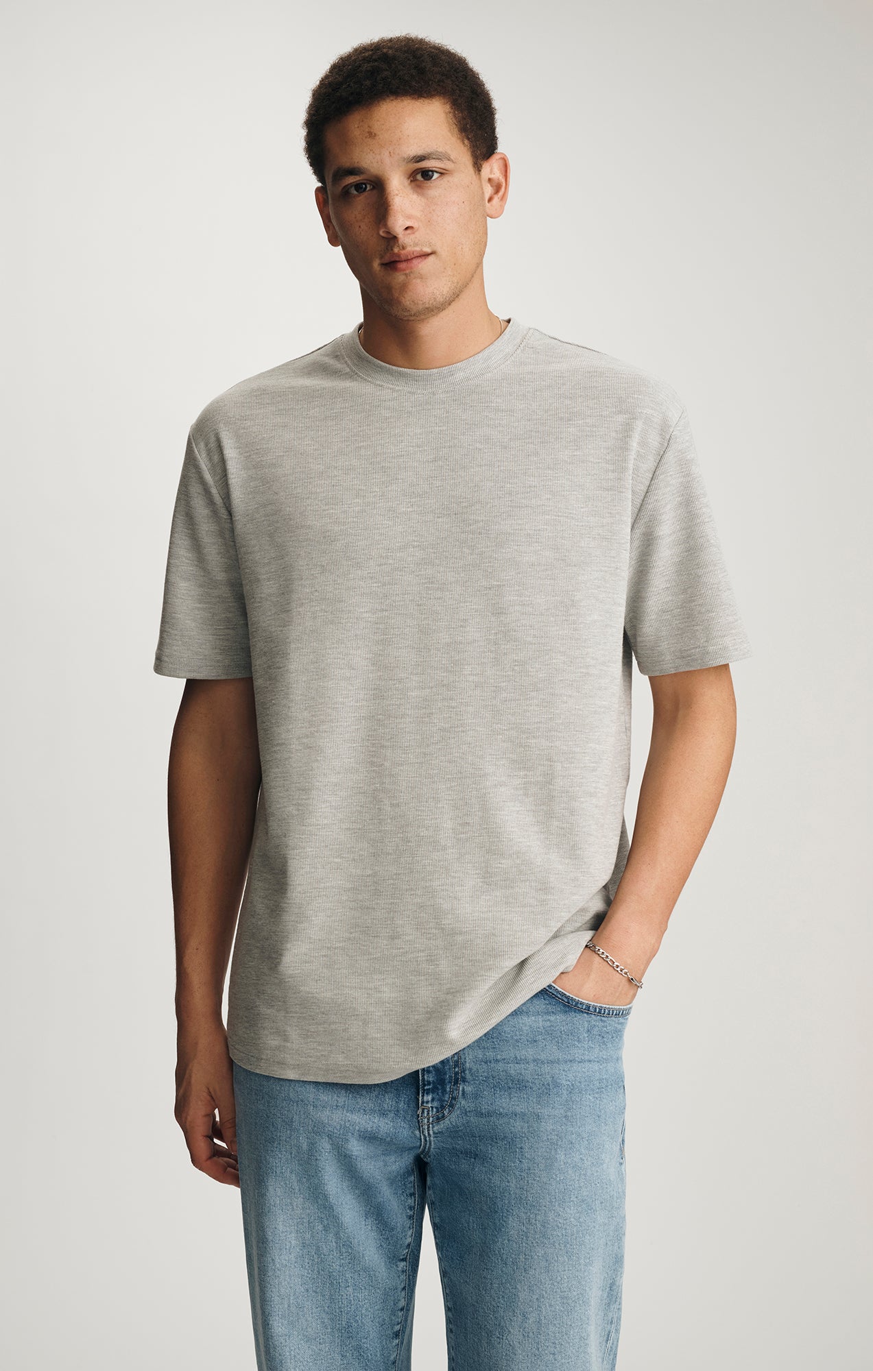 CREW NECK T-SHIRT IN GREY MELANGE - Mavi Jeans