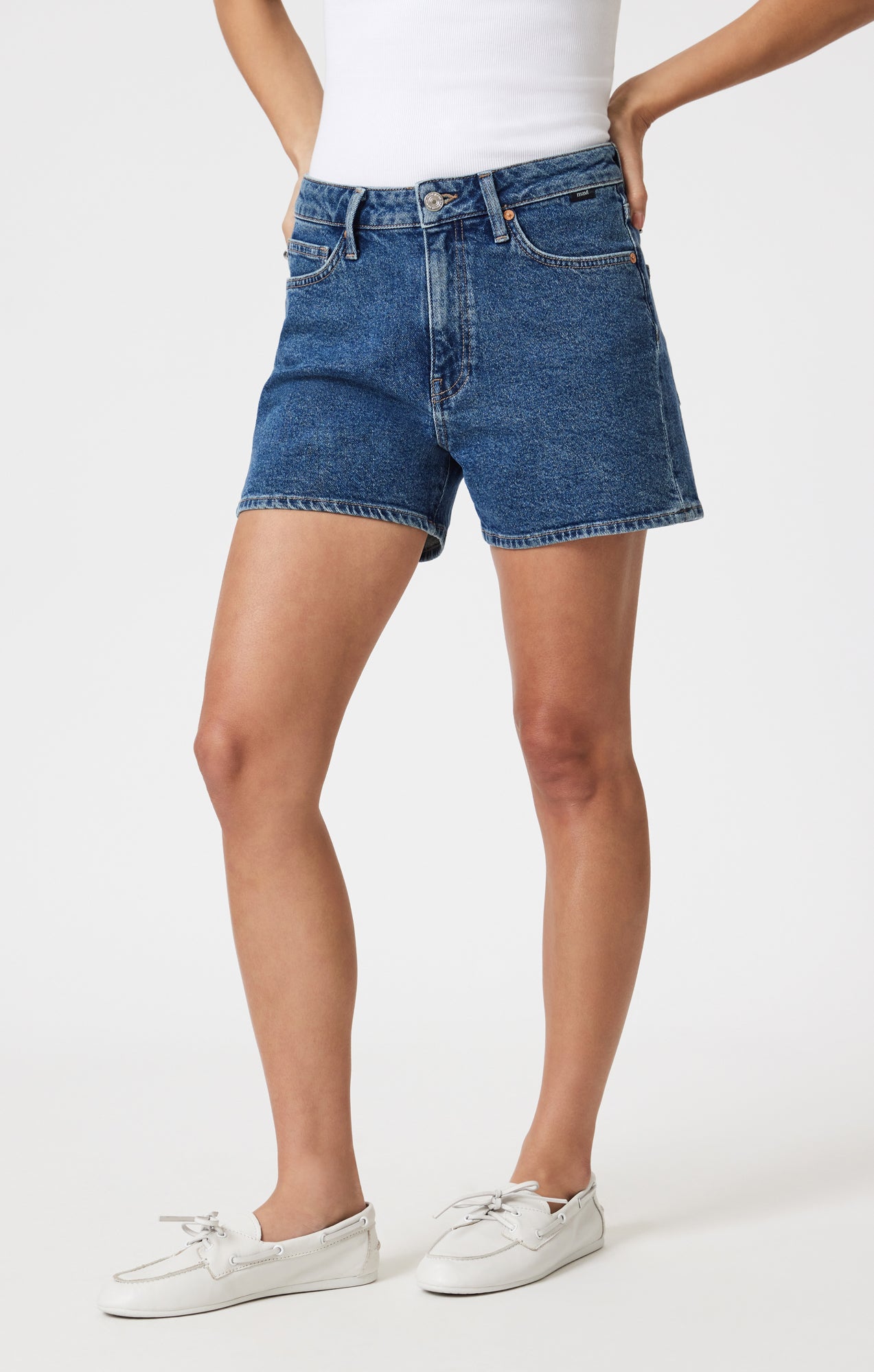 Mavi Women's Heidi Straight Leg Shorts In Dark Shaded 90's – Mavi
