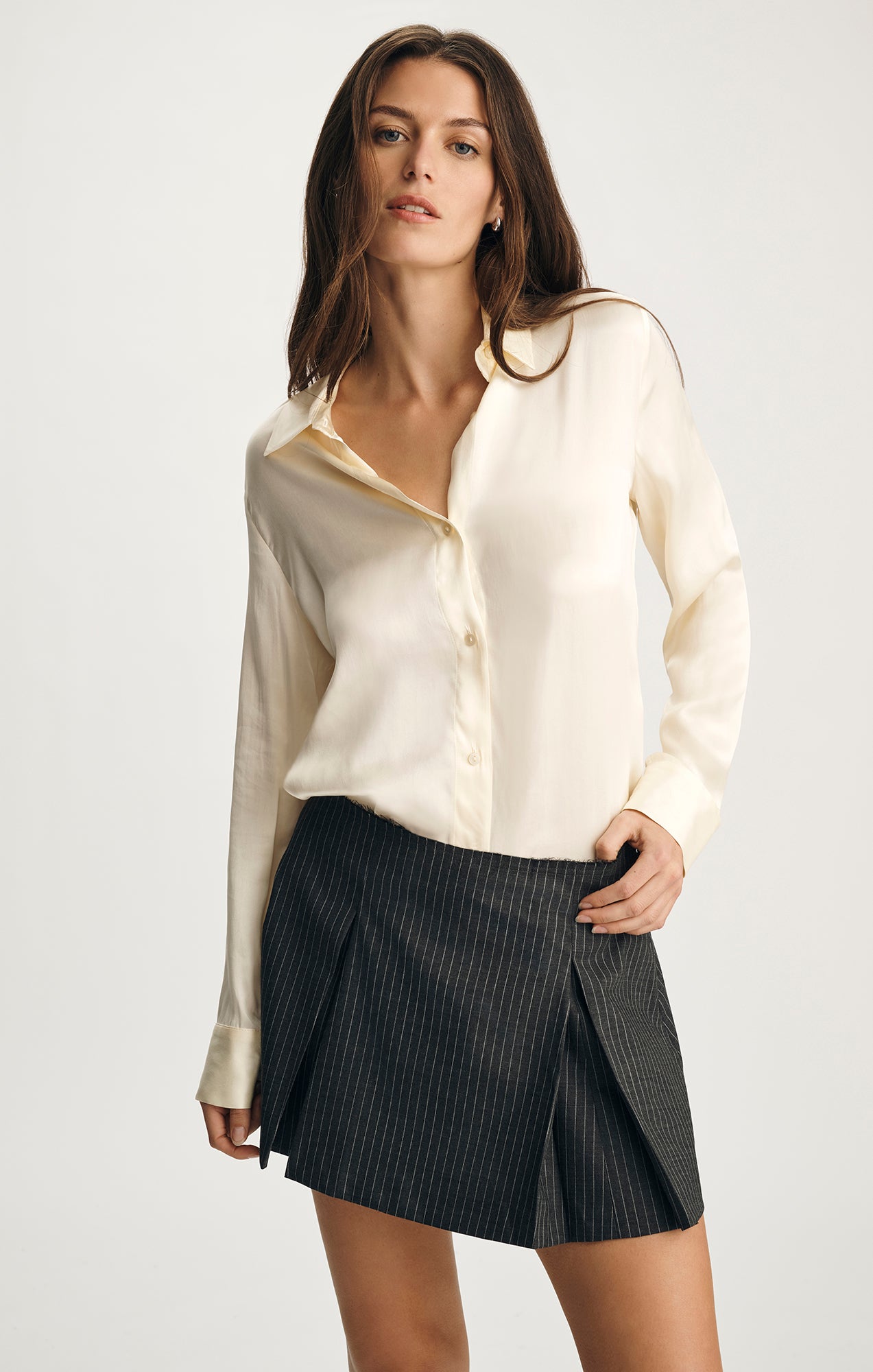 EDITION MINI SKIRT IN ANTRASIT PIN STRIPE