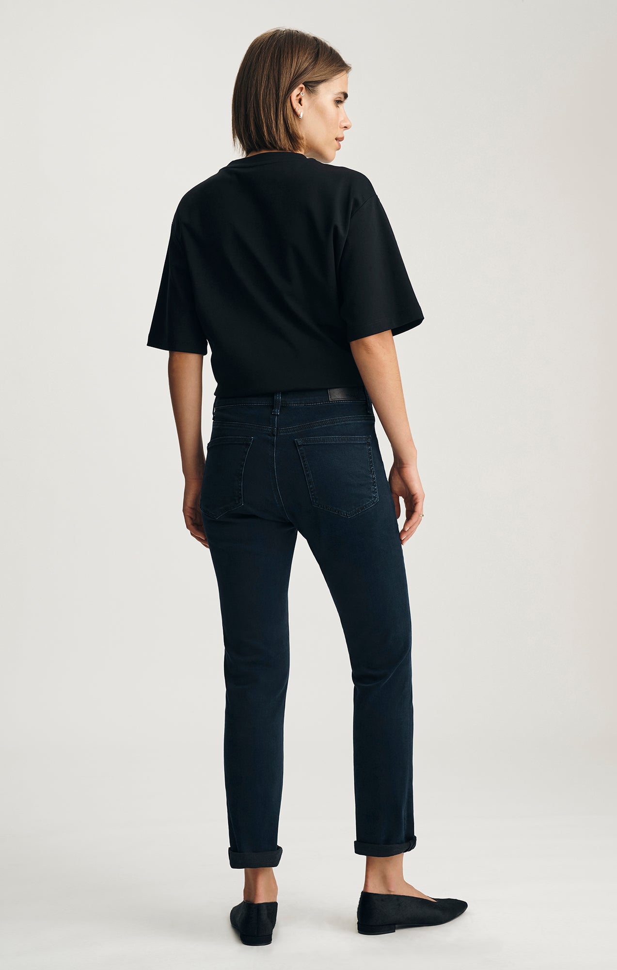 KATHLEEN SLIM BOYFRIEND IN INK FEATHER LUXE