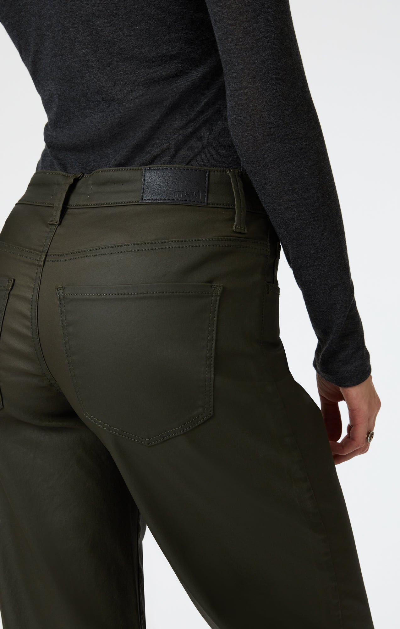 ALENA WIDE LEG IN DARK OLIVE COATED - Mavi Jeans