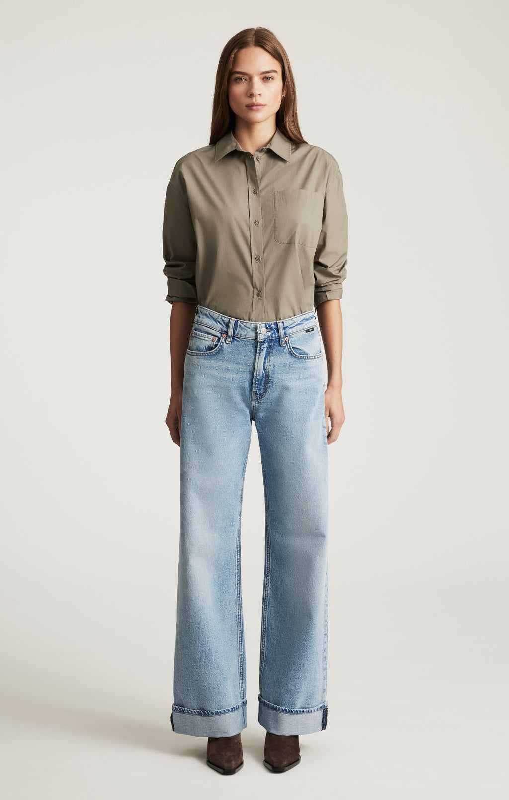 FLORIDA CUFFED WIDE LEG IN LIGHT BRUSHED CLASSIC BLUE - Mavi Jeans