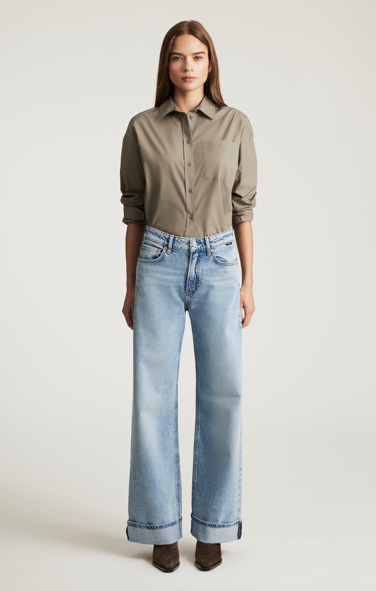 FLORIDA CUFFED WIDE LEG IN LIGHT BRUSHED CLASSIC BLUE - Mavi Jeans