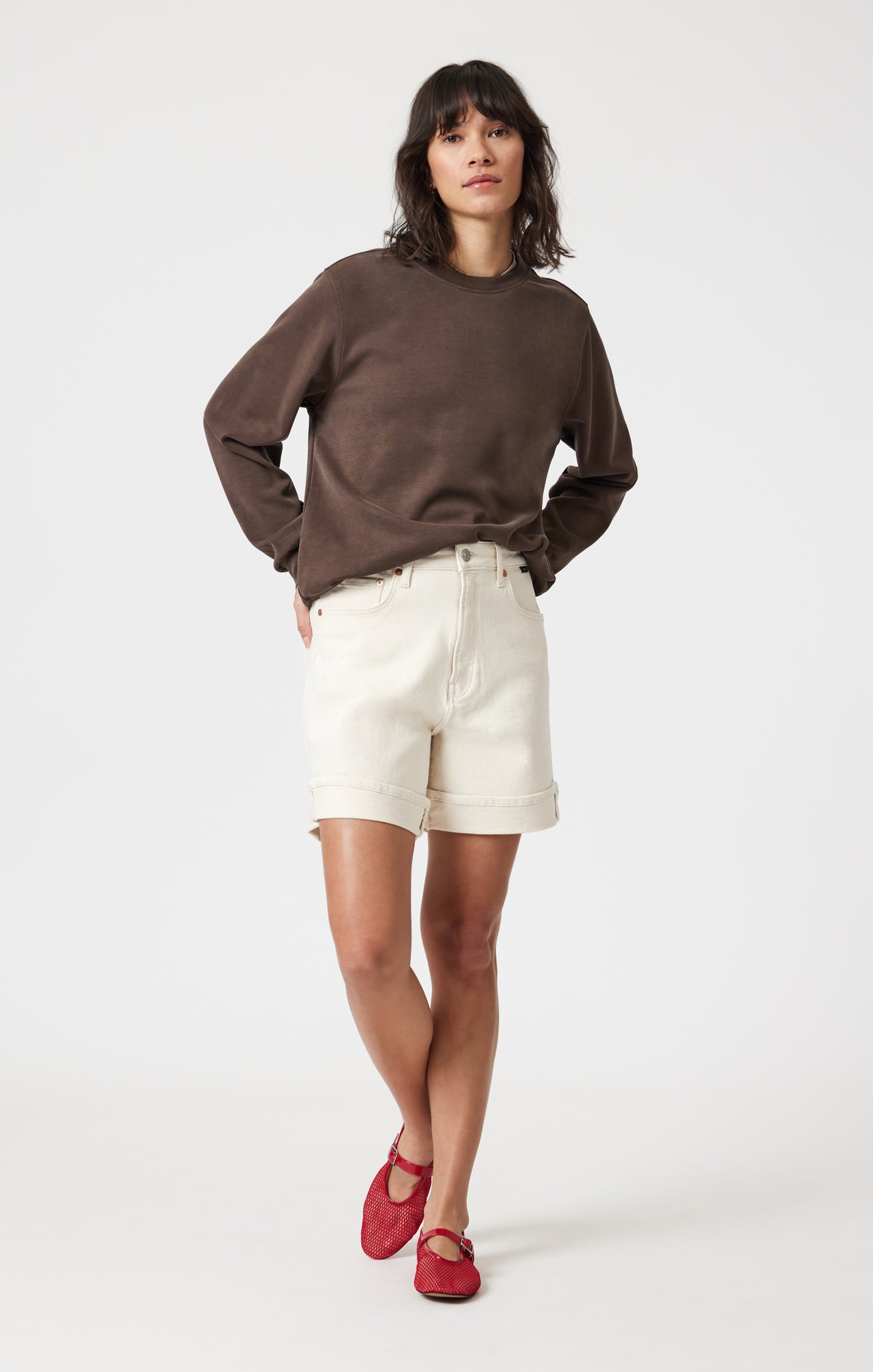 HEIDI CUFFED SHORTS IN ECRU 90's - Mavi Jeans