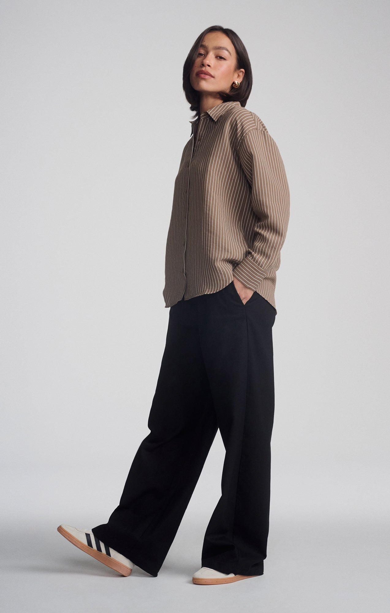 LUXE TOUCH TENCEL™ BUTTON-UP STRIPED SHIRT IN CUB STRIPE - Mavi Jeans