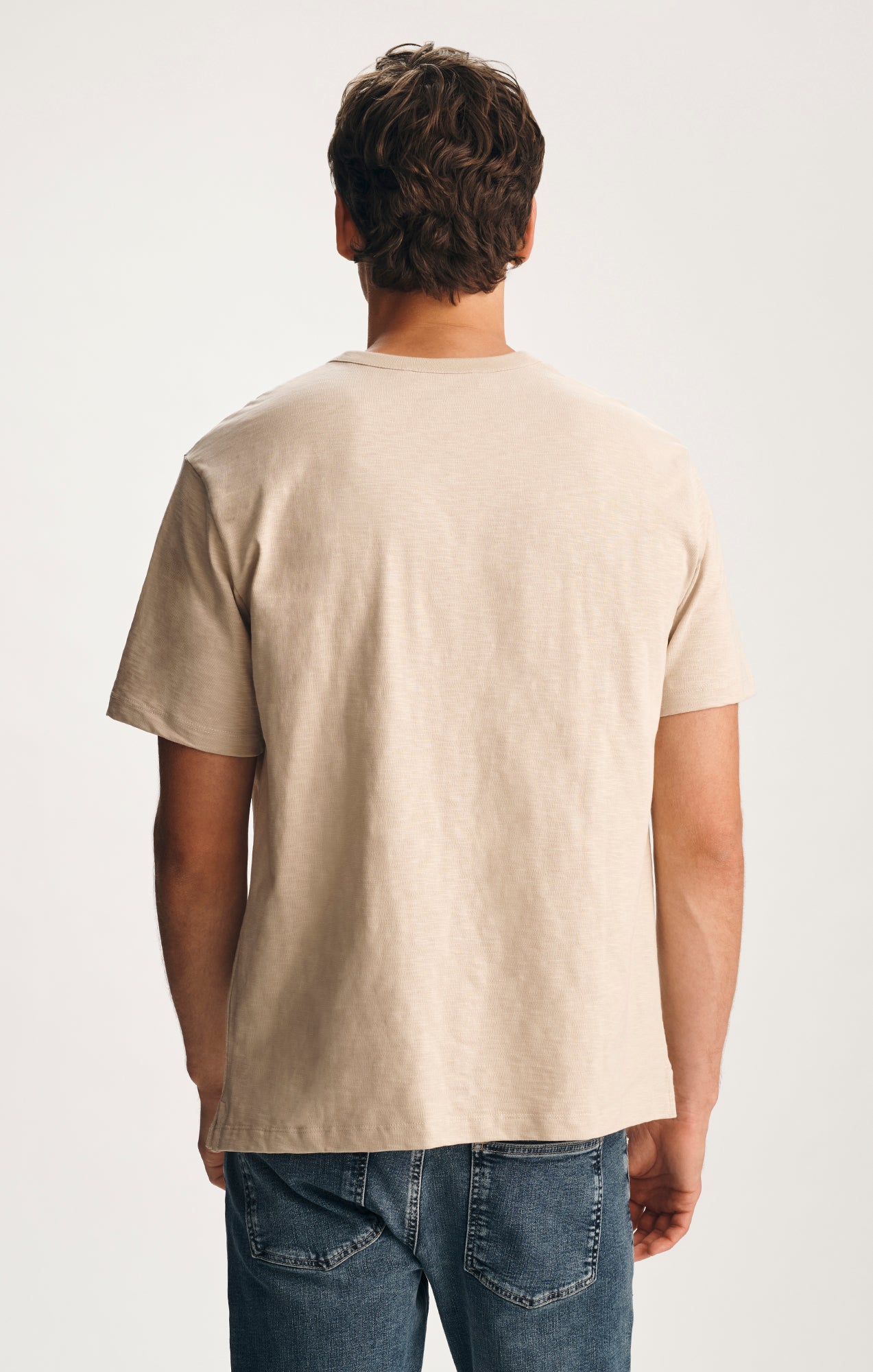 SLUB HENLEY T-SHIRT IN FEATHER GREY - Mavi Jeans