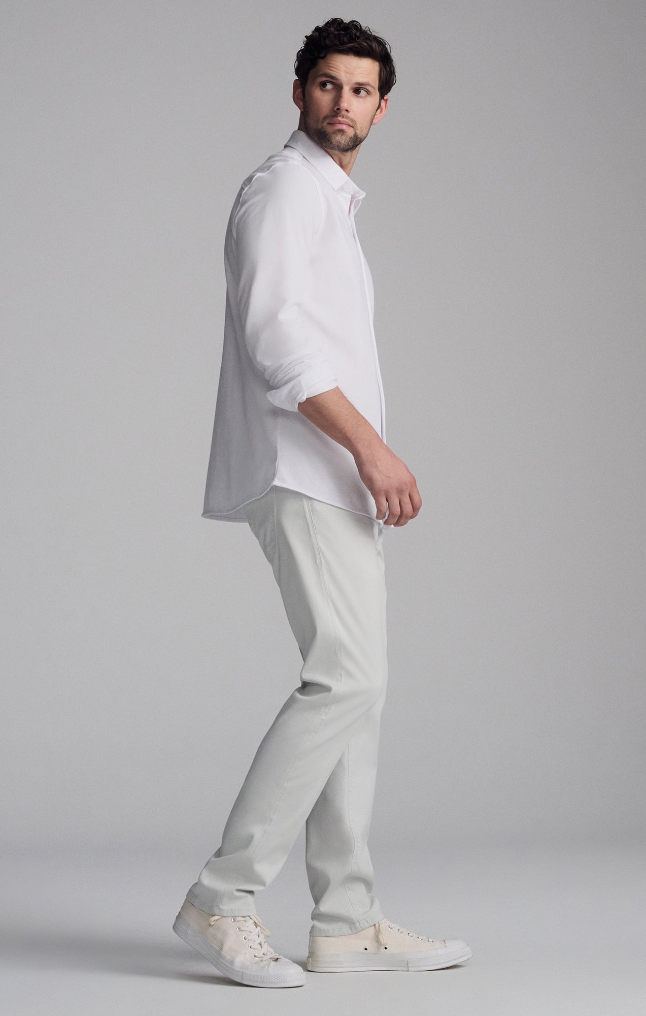 Mavi Men's Long Sleeve Dress Shirt In White Mavi Men's Long Sleeve Dress Shirt In White