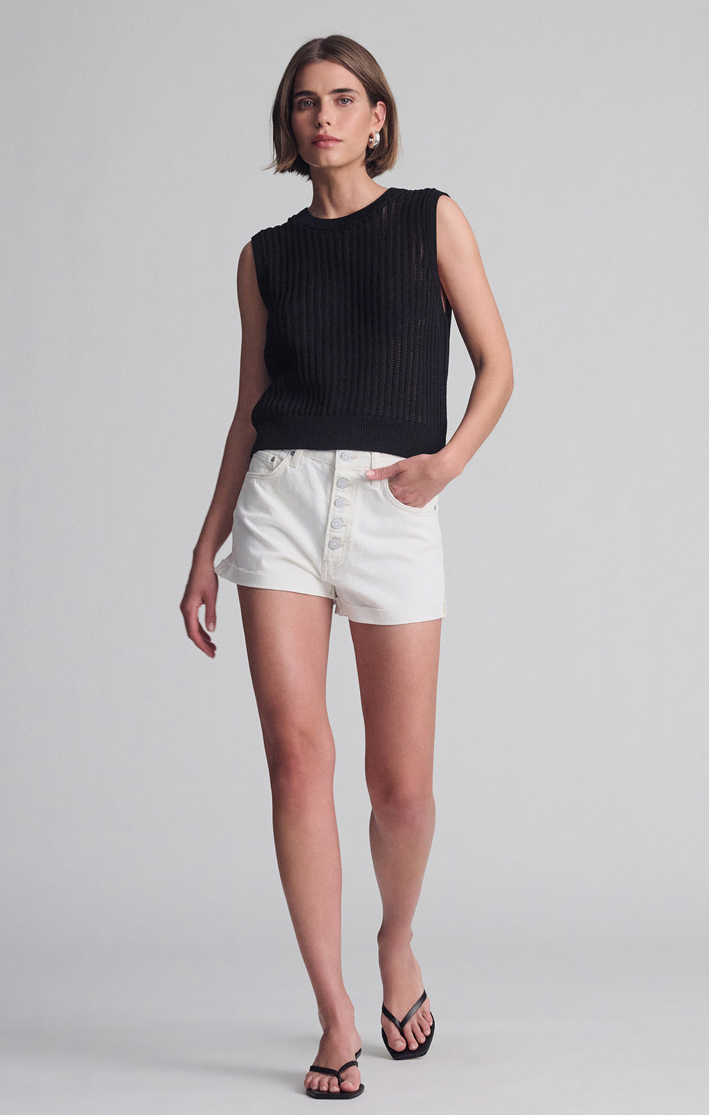 SLEEVELESS KNIT TOP IN BLACK - Mavi Jeans