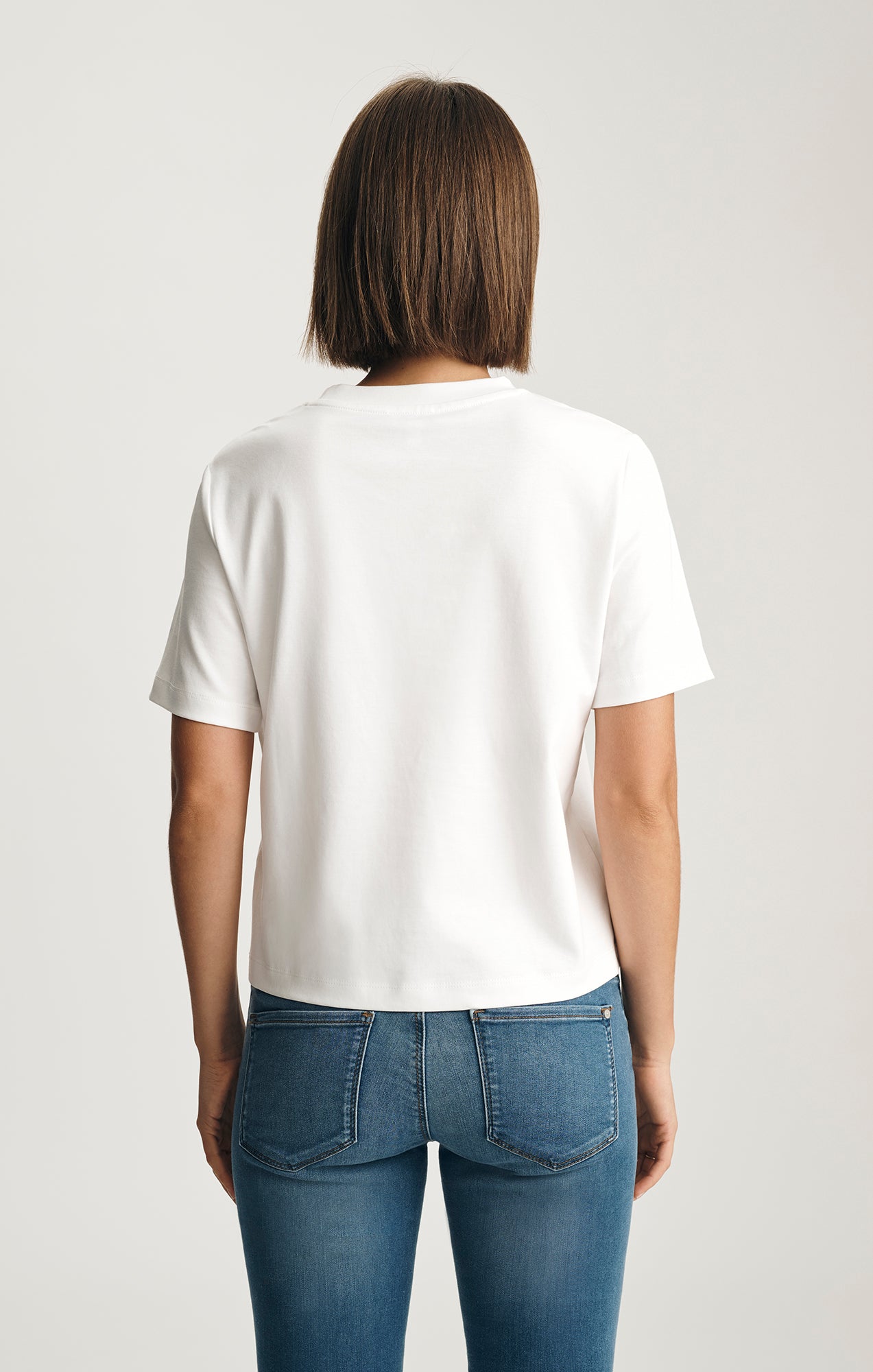 AUDREY INTERLOCK CREW NECK T-SHIRT IN WHITE