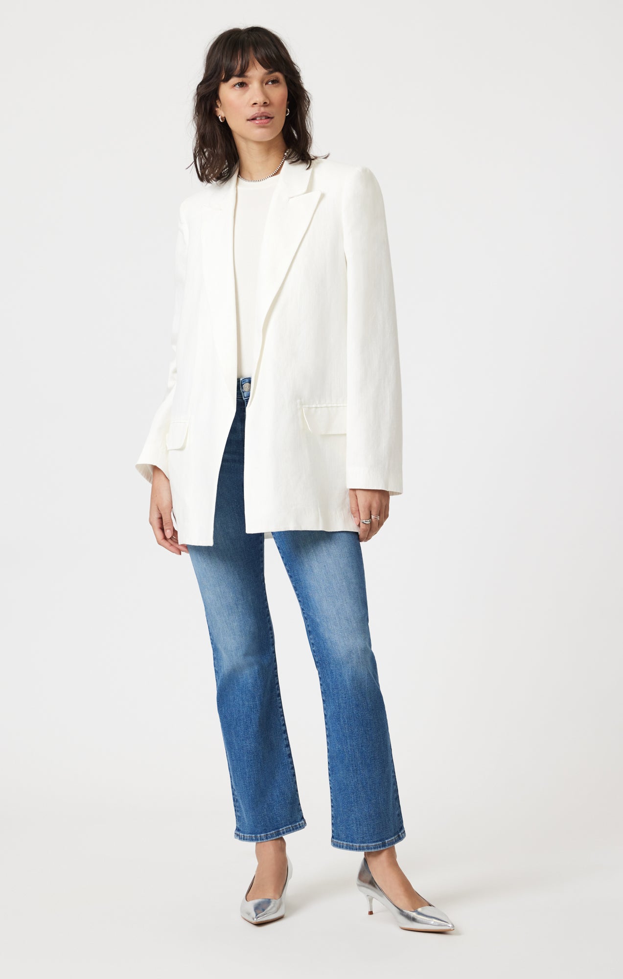 Mavi Women's Anika Cropped Flare In Mid Brushed Flex Blue – Mavi Jeans