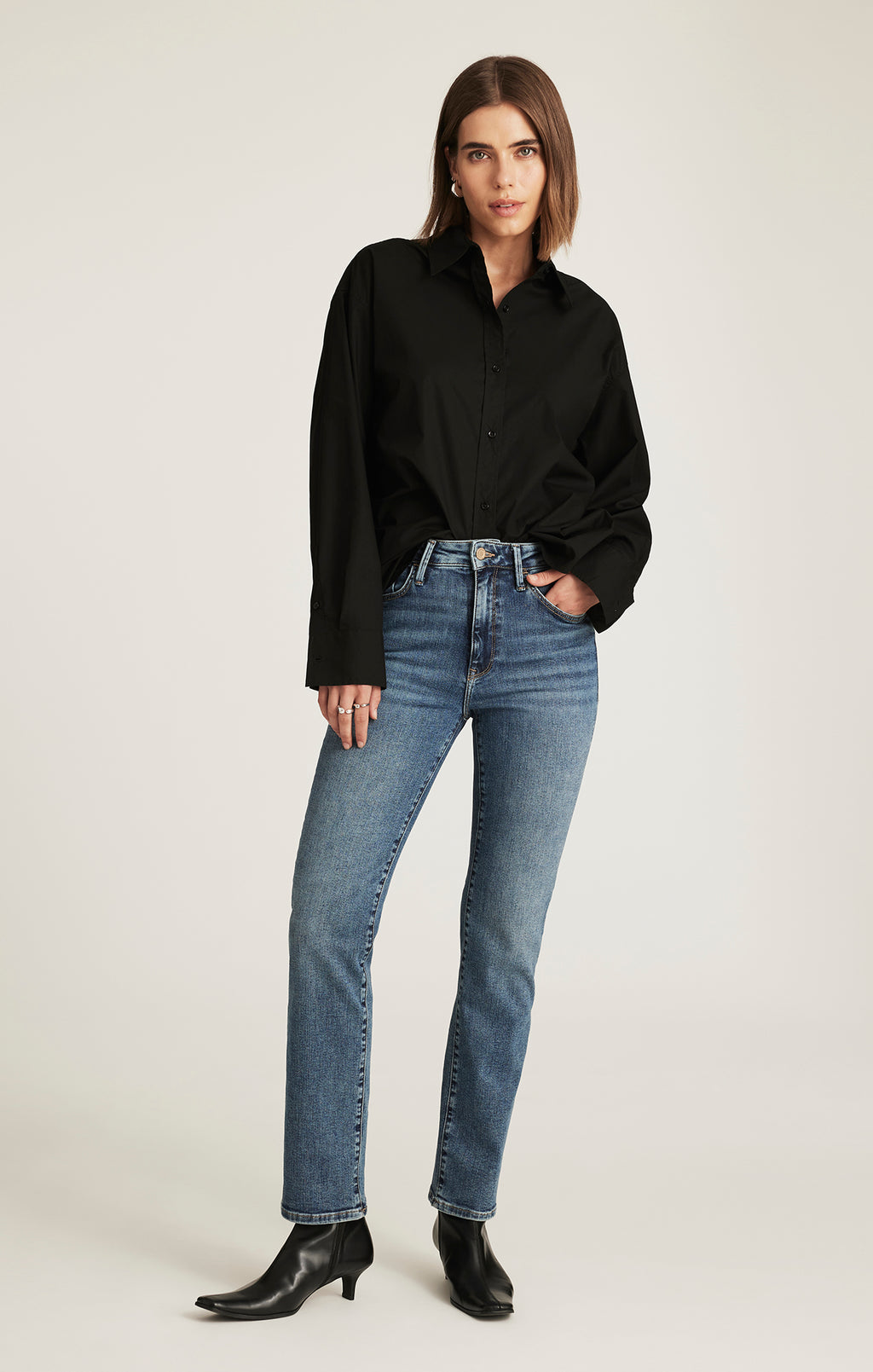 KENDRA STRAIGHT LEG IN MID BRUSHED GOLD PREMIUM - Mavi Jeans